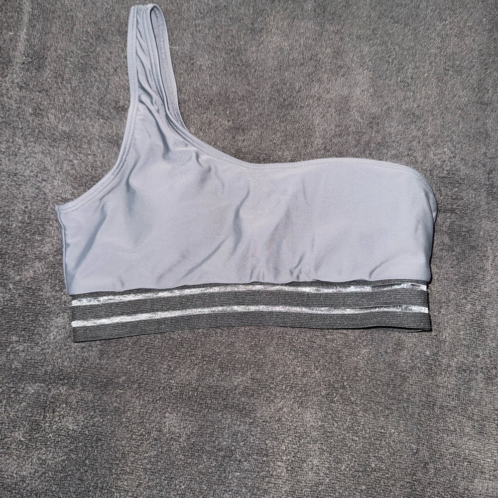 One-Shoulder Gray Swimsuit Top
